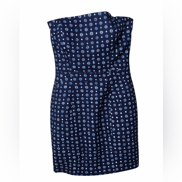 RACHEL Rachel Roy Navy Strapless Printed Mini Dress with Light Blue Motif - Picture 2 of 6